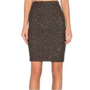 $475! GREY Alice + Olivia BEADED SKIRT SIZE 2 Alice olivia pencil a line